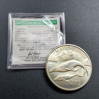 1994 Maui No Ka Oi One Dollar Trade Hawaii Whale Token Coin Medal Gem Bu Unc