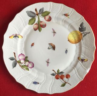 Vintage Herend Porcelain Dinner Plate Market Garden Fruit Pattern Rim Chip