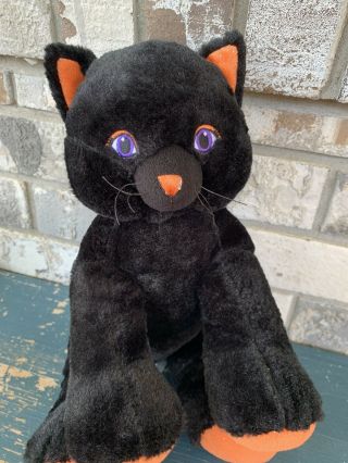 Build A Bear Workshop Halloween Black Plush Cat With Orange Sparkle Paws P8