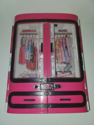 Barbie Pink Wardrobe Closet W/ Handle Carrying Case,  Accessories 2015 Mattel