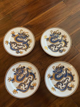 Fitz And Floyd Ching Dragon Navy Salad Plates (4)
