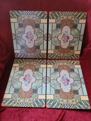 Mackenzie Childs Coffered Ceiling 4 Cork Backed Placemats 15 3/4 " X 11 3/4 "