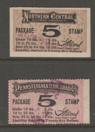 Usa Train Parcel Package Stamps Revenue Fiscal Stamp 10 - 28 - 20 No Gum