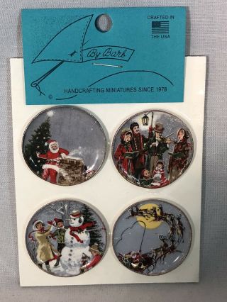 Dollhouse Miniature 1:12 Scale Christmas Plates By Barb Holiday Decoration Set 4