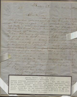 1864 Civil War Era Paris Texas Captains Letter (no Envelope) To His Lady Friend