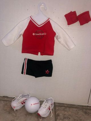 American Girl Doll Volleyball Outfit Set Athletic Sports Kneepads Shoes Red Cute