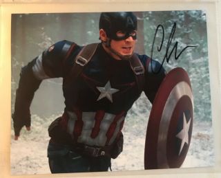 Chris Evans " Captain America " Autographed Hand Signed 8x10 Photo With
