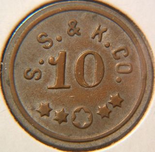 West Virginia 10¢ Ingle Token,  S.  S.  & K.  Co. ,  Dorothy,  W.  Va.  (raleigh County)