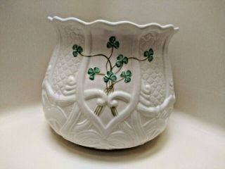 Belleek Of Ireland,  Shamrock Design,  Planter/flower Pot