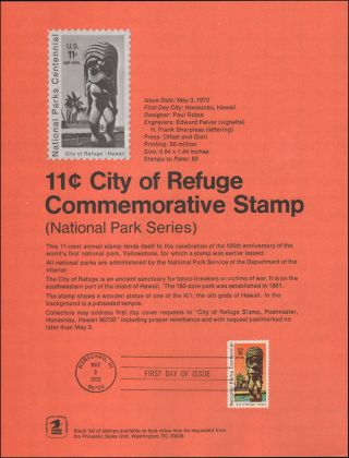 Us Sp306 11c City Of Refuge,  C84,  Fdc Souvenir Page