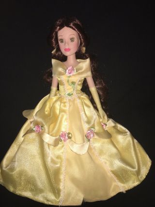 Disney Princess Brass Key Porcelain Doll Belle Beauty Beast 16 "