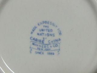 Vintage Caribe China United Nations Blue Olive Tree Branches Saucer only 2