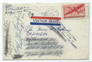 Wwii Us Army Mia Pow Return To Sender Cover 45th Division Captured Sicily 1943