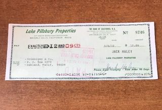 Jack Haley Wizard Of Oz Jsa Authenticated Signed Check Autograph