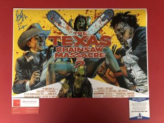 Bob Elmore Signed 12 " X 18 " Leatherface Texas Chainsaw Massacre 2 Artwork - Beck