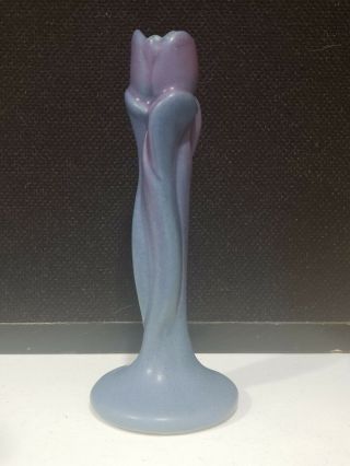 Antique Van Briggle Art Pottery Purple 8 " Tulip Candle Holder - Bud Vase Matte
