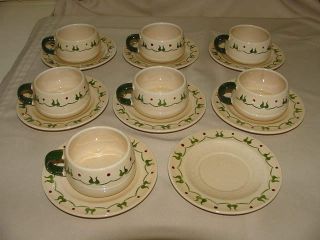 Poppytrail Homestead Provincial Colonial Heritage Metlox 7 Cups 8 Saucers Green