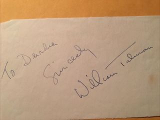 William Talman Autograph,  Character Actress,  “perry Mason”