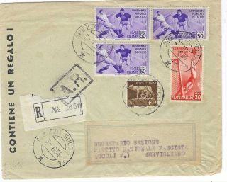 Italy 1934 Football World Cup A.  R.  Registered Cover Arrezo 3.  6.  34