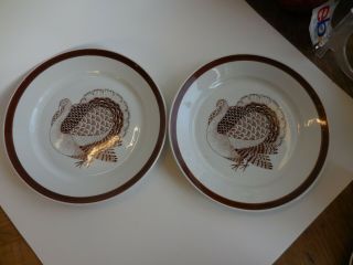 Arabia Finland Mid Century Turkey Dinner Plates 10 1/4 " Pattern Ara 83 Rare