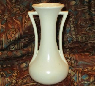 1940s Mccoy Matte White Vase Art Deco Early Vintage 9 1/4 " Double Handle