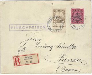 German Kiautschou China 1908 Registered Tsingtau Cover To Bavaria