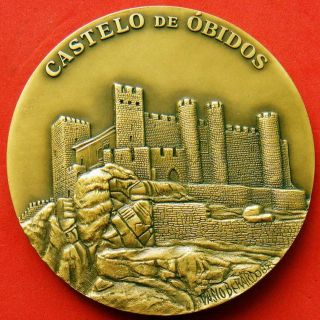 Architecture Medieval Monument Castle Of Óbidos Big Bronze Medal By Berardo
