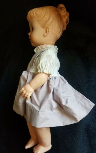 12” Vintage Unmarked 1950’s Molded Hair Vinyl Adorable Girl Doll,  Needs a home 2