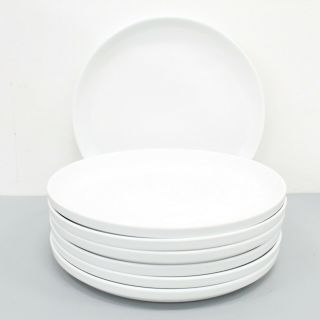 Stakk Tabletops Stax Living Vitrified Porcelain White 7 Salad Plates 8.  5 "