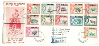 Malaysia/singapore/sabah - Registered First Day Cover For Sabah Overprints To 75c