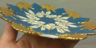 Antique Meissen 19th century maple leaf gold and sky blue plate BROKEN 2