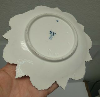 Antique Meissen 19th century maple leaf gold and sky blue plate BROKEN 3