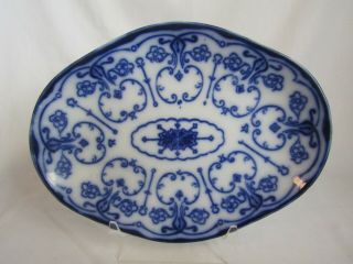 Antique Flow Blue 10 - 1/2 " Oval Platter W.  H.  Grindley 