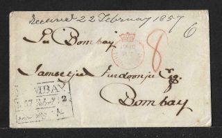 Hong Kong - China To India 8 1/2 Rate Stampless Cover 1857 Very Scarce