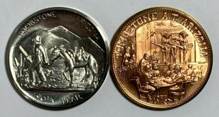 Set Of 2 Tombstone Arizona Helldorado Days Unc Commemorative Medal Token