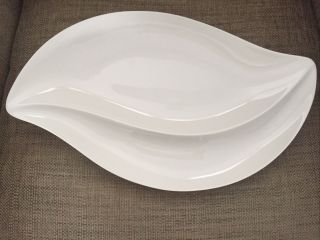 Villeroy Boch Wave 1748 White Porcelain Serving Platter Plate Germany Large