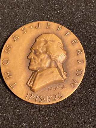 Htf 1962 Medallic Art Co Thomas Jefferson Hall Of Fame Great Bronze Medal