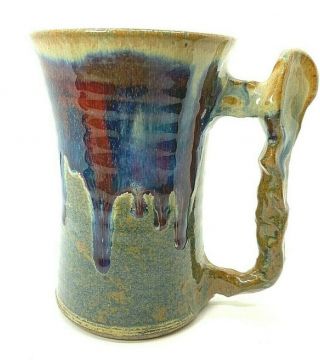 Vintage Medieval,  Renaissance,  Drip Glaze Pottery Mug Signed By Sutter 1988