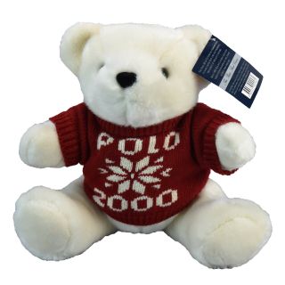 Ralph Lauren Polo Bear Sweater 2000 Snowflake Plush Teddy Retired White W/tag