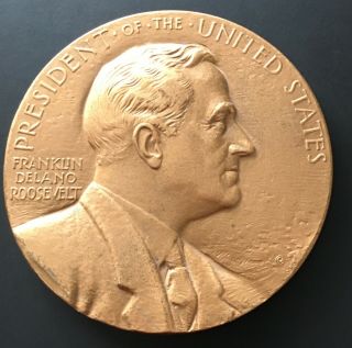 President Franklin Delano Roosevelt Inauguration Bronze 3 " Medal Fdr