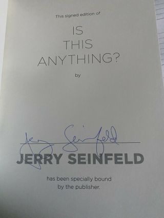 Jerry Seinfeld Signed Is This Anything? Book