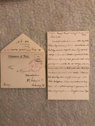 Isle Of Man Knockaloe Prisoner Of War Letter & Envelope Signed 14/2/1916