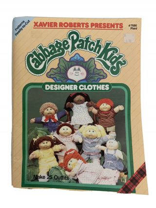 1984 Cabbage Patch Kids Designer Clothes Sewing Pattern Book 7686 Plaid - Uncut