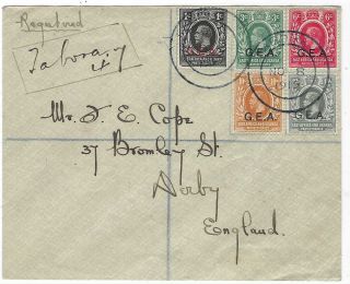 British East Africa 1919 Registered G.  E.  A.  Five Colour Overprint Tabora Cover