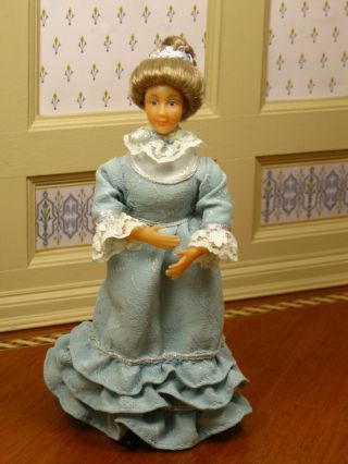 Anne Clark Merrymeeting Victorian Lady Doll In Green Dress Dollhouse Miniature