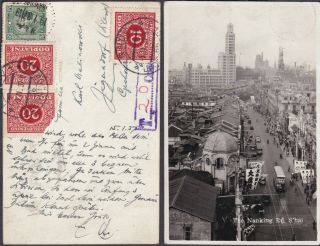 1937 China Shanghai Real Photo Ppc To Čsr.  Taxed Postage Due Attractiv