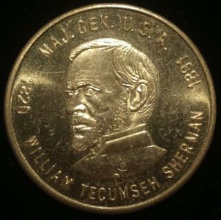 Us Army William Tecumseh Sherman United States Civil War Token Medal Coin