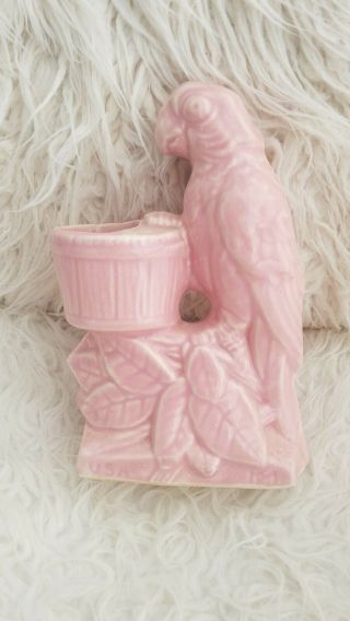 Vintage Nelson Mccoy Parrot Planter Vase Pink Pottery Nm Usa 1930s - 40s