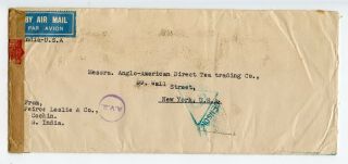 India Ww Ii Censored Cover 5,  A.  V.  2,  Cochin To Usa 1941,  Hong Kong Transit (h19)