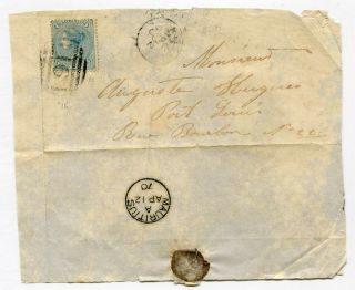 Mauritius 1870 large part cover cancelled 16 numeral Rose Belle 2